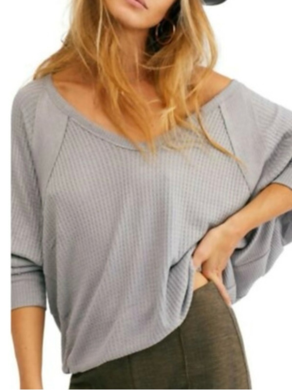 We The Free Clara Waffle Knit Pullover | Medium